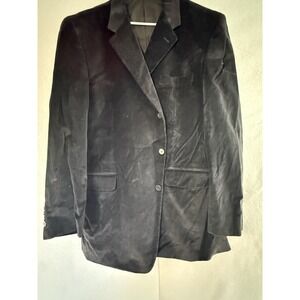 Calvin America Blazer Sport Coat Mens 48L Black Velvet Cotton 3 Button Long